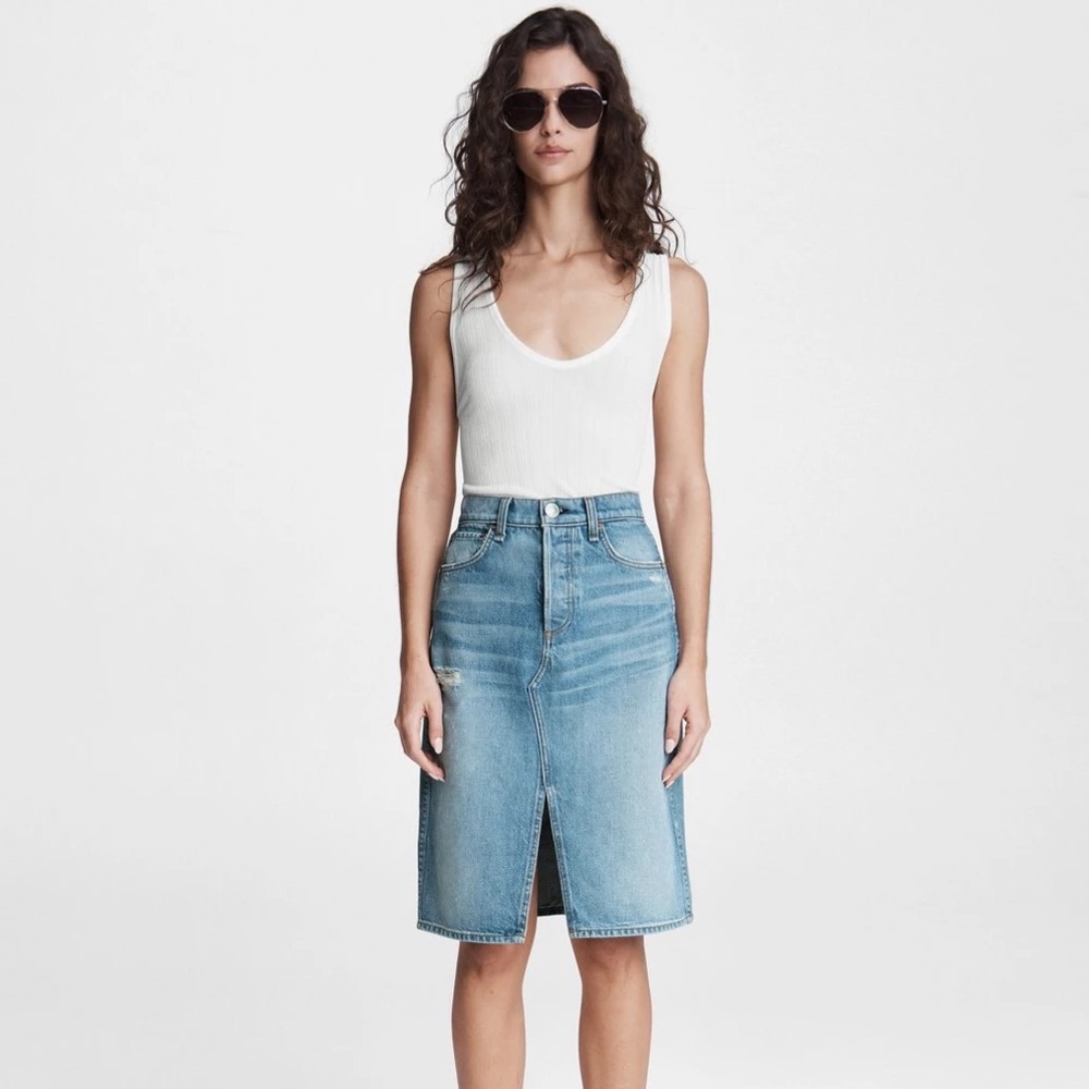 Rag &‎ Bone Vintage High Rise Midi Denim Skirt- 31 NWT